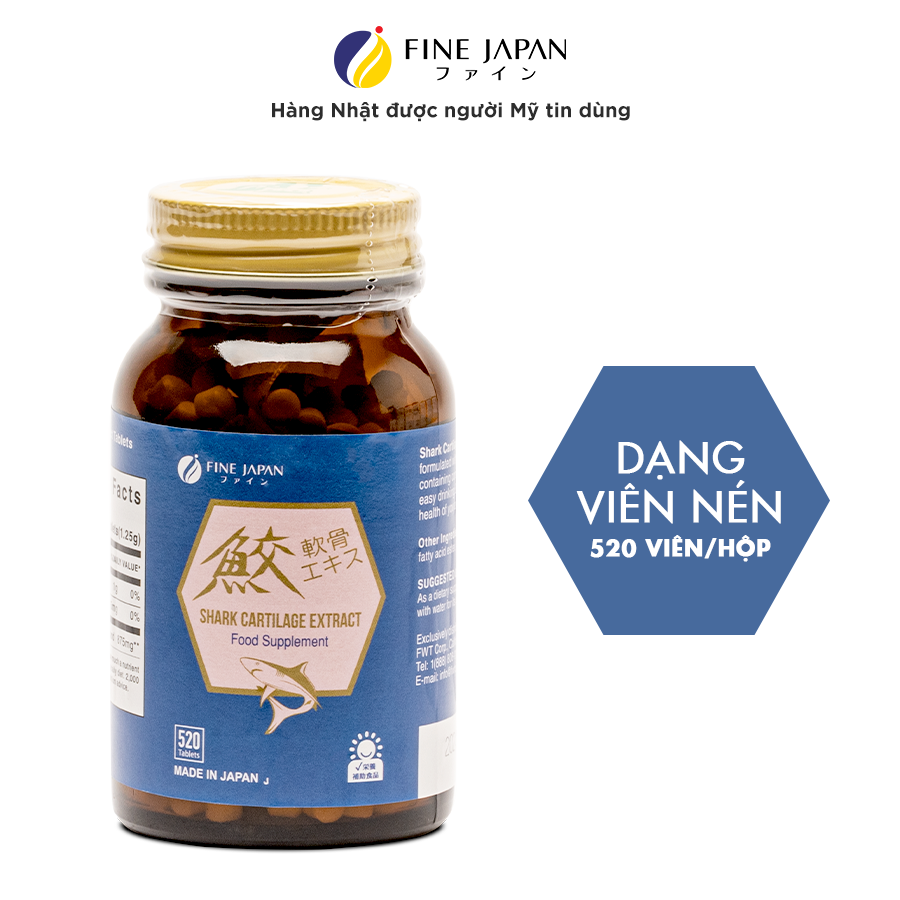 Viên Uống Sụn Cá Mập Bổ Xương Nhật Bản - Fine Japan Shark Cartilage Extract Hộp 520 Viên