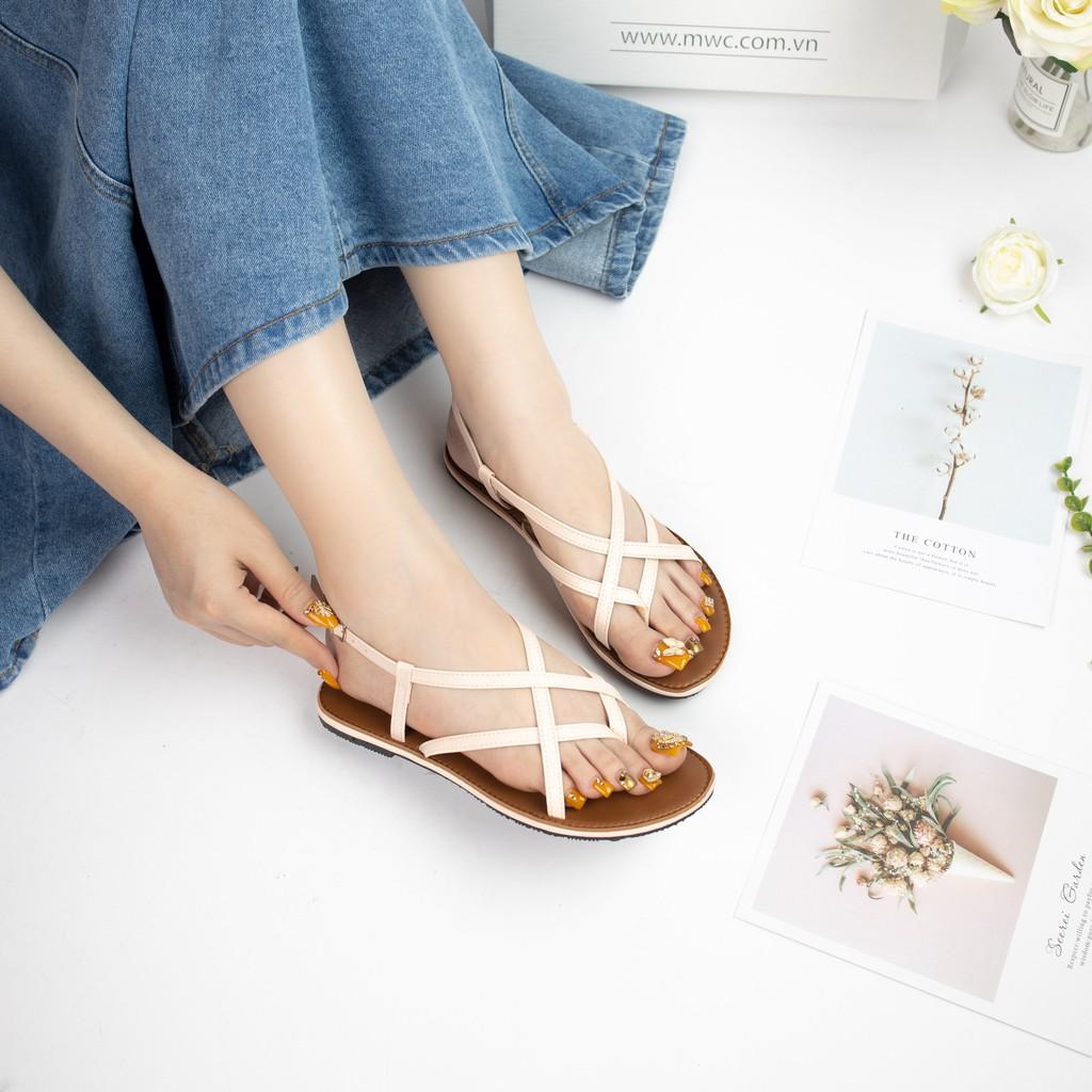 Giày sandal nữ xỏ ngón phối dây đan MWC NUSD- 2774