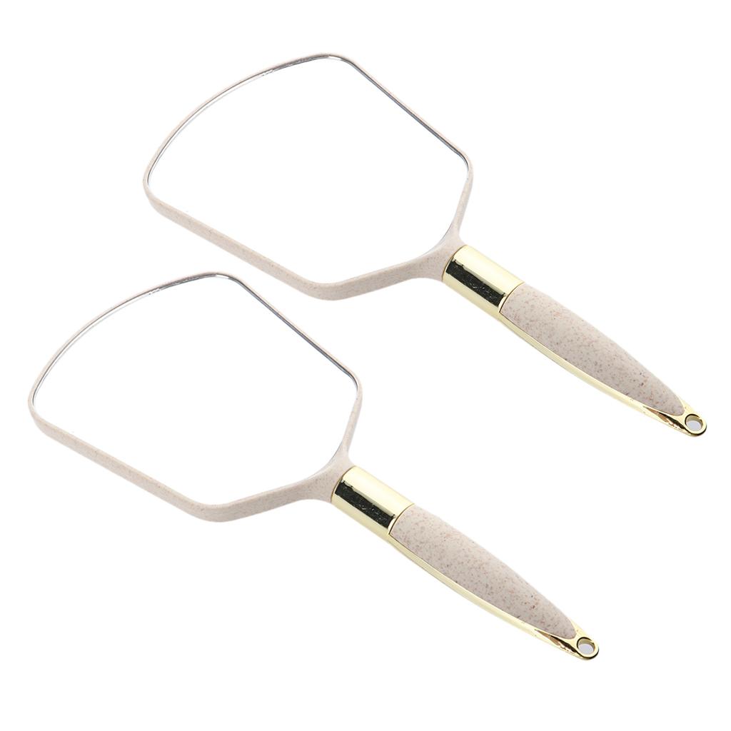 Cuticate 2 Chiếc Du Lịch Di Động Nhựa Trang Điểm Cầm Tay Đựng Mỹ Phẩm Vanity HD Tráng Gương Màu Be