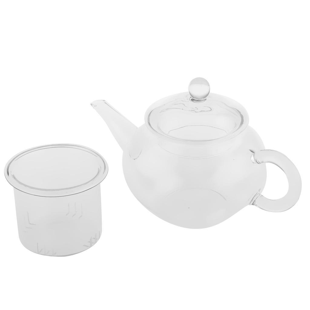 2pcs Heat Resistant Glass Teapot with Infuser Coffee Tea Leaf Herbal 250ml