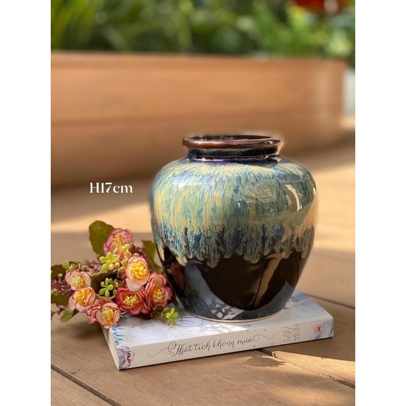 Bình cắm hoa, men chảy- hỏa biến. Gốm sứ Bát Tràng