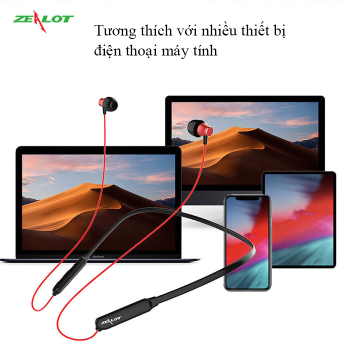 Tai nghe bluetooth Zealot tai nghe không dây nhét tai hàng chính hãng phong cách thể thao dành cho cả nam và nữ