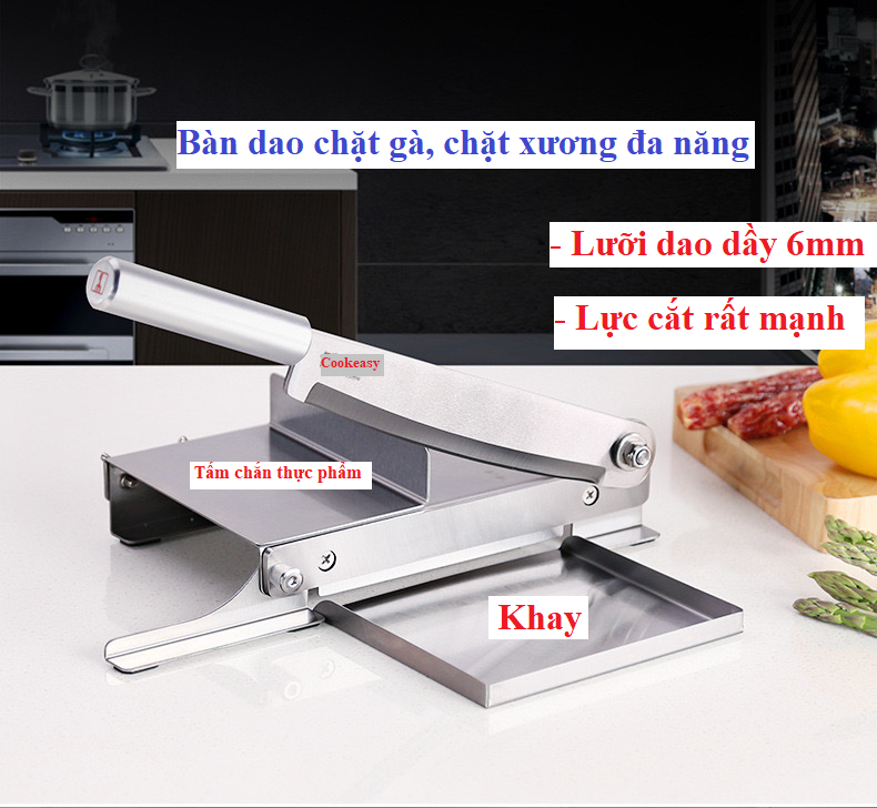 Máy chặt thịt gà, thịt vịt Chính Hãng đa năng: chặt xương, thái thịt đông lạnh tốt nhất hiện nay Bản đặc biệt CE800 [ Phần Mặt Bàn bằng inox 304 Cao Cấp - Phần Lưỡi dao bằng thép 420 J2 Nhật Bản là Hợp kim CacBon và Crom Siêu cứng, bền, không gỉ sét