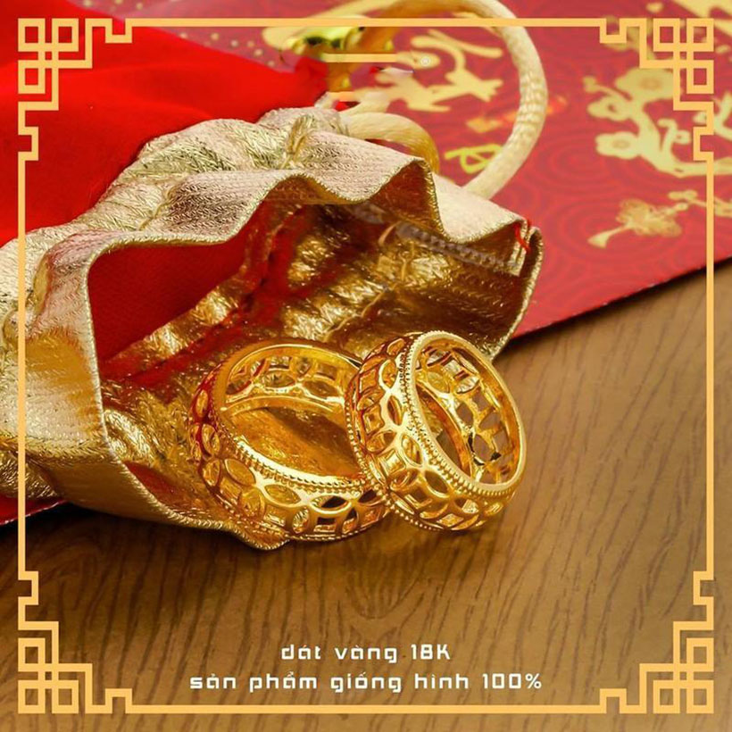 Nhẫn Nữ Kim Tiền Viền Tròn