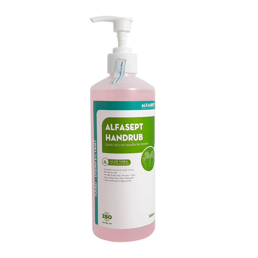 Dung dịch rửa tay sát khuẩn nhanh Alfasept Handrub 500ml + Khẩu trang vải cao cấp