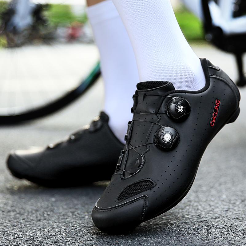 Giày đi xe đạp mtb spd cleat tự khóa xe đạp leo núi giày nam xe đạp giày đi xe đạp bằng phẳng Color: white flat Shoe Size: 36