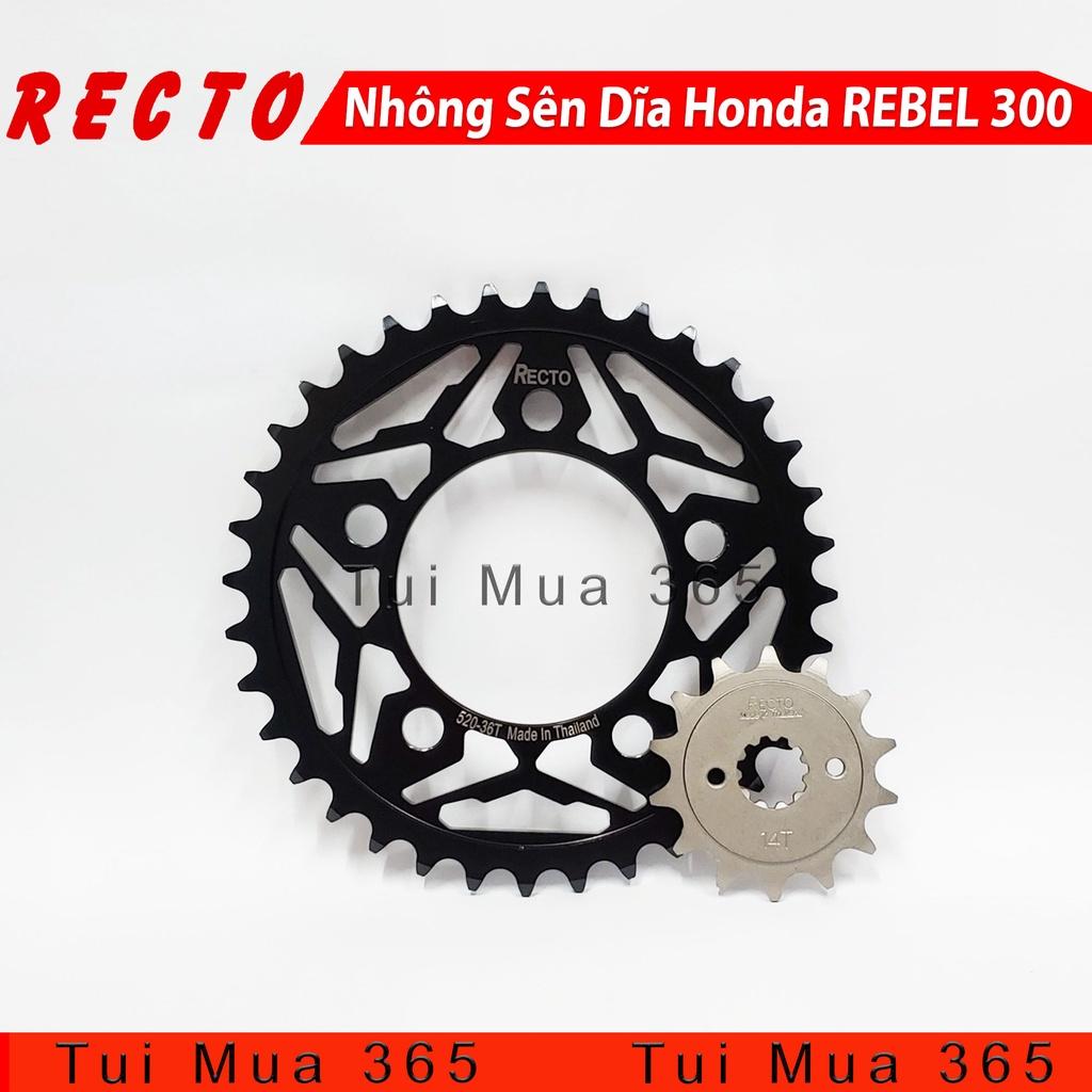 NHÔNG SÊN DĨA HONDA REBEL 300 RECTO - SÊN DID 520 O-RING ( 14T x 36T )