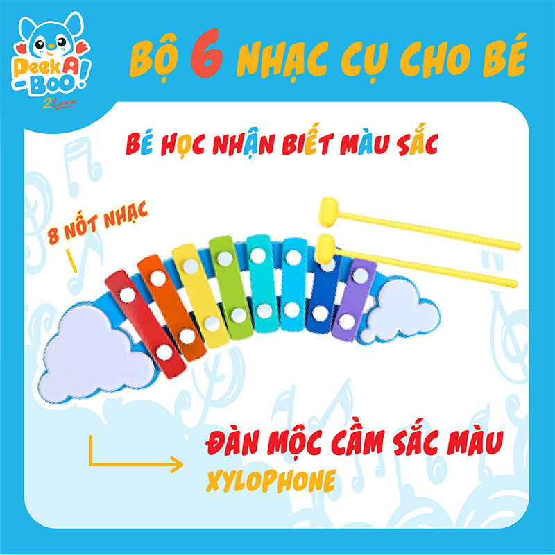 Đồ Chơi Peek A Boo Bộ  6 Nhạc Cụ Cho Bé PAB015