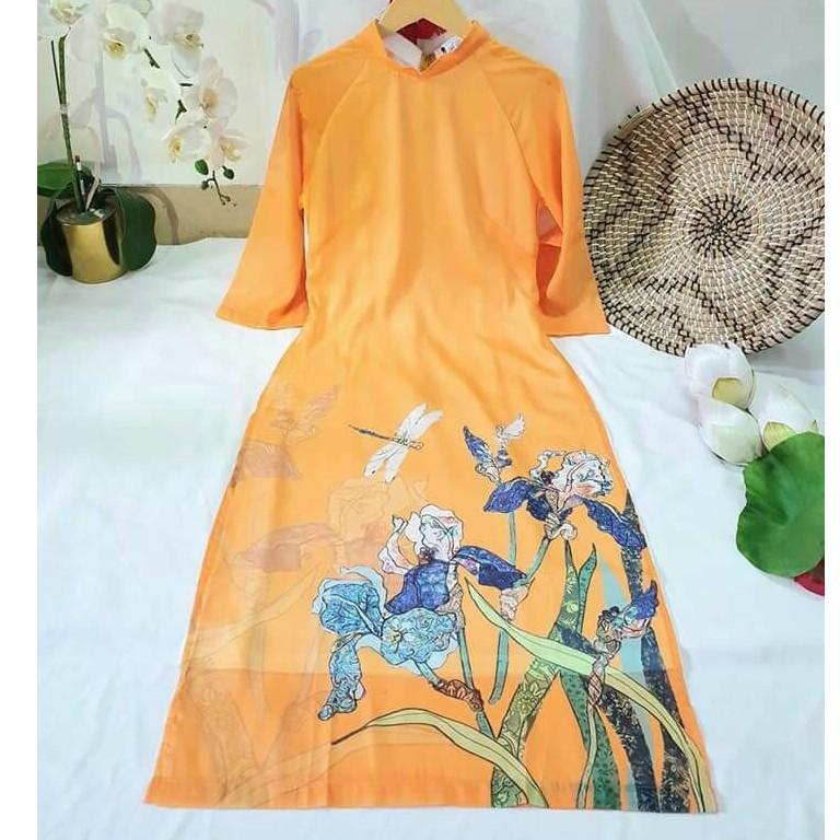 SET ÁO DÀI CÁCH TÂN HỌA TIẾT CHUỒN CHUỒN