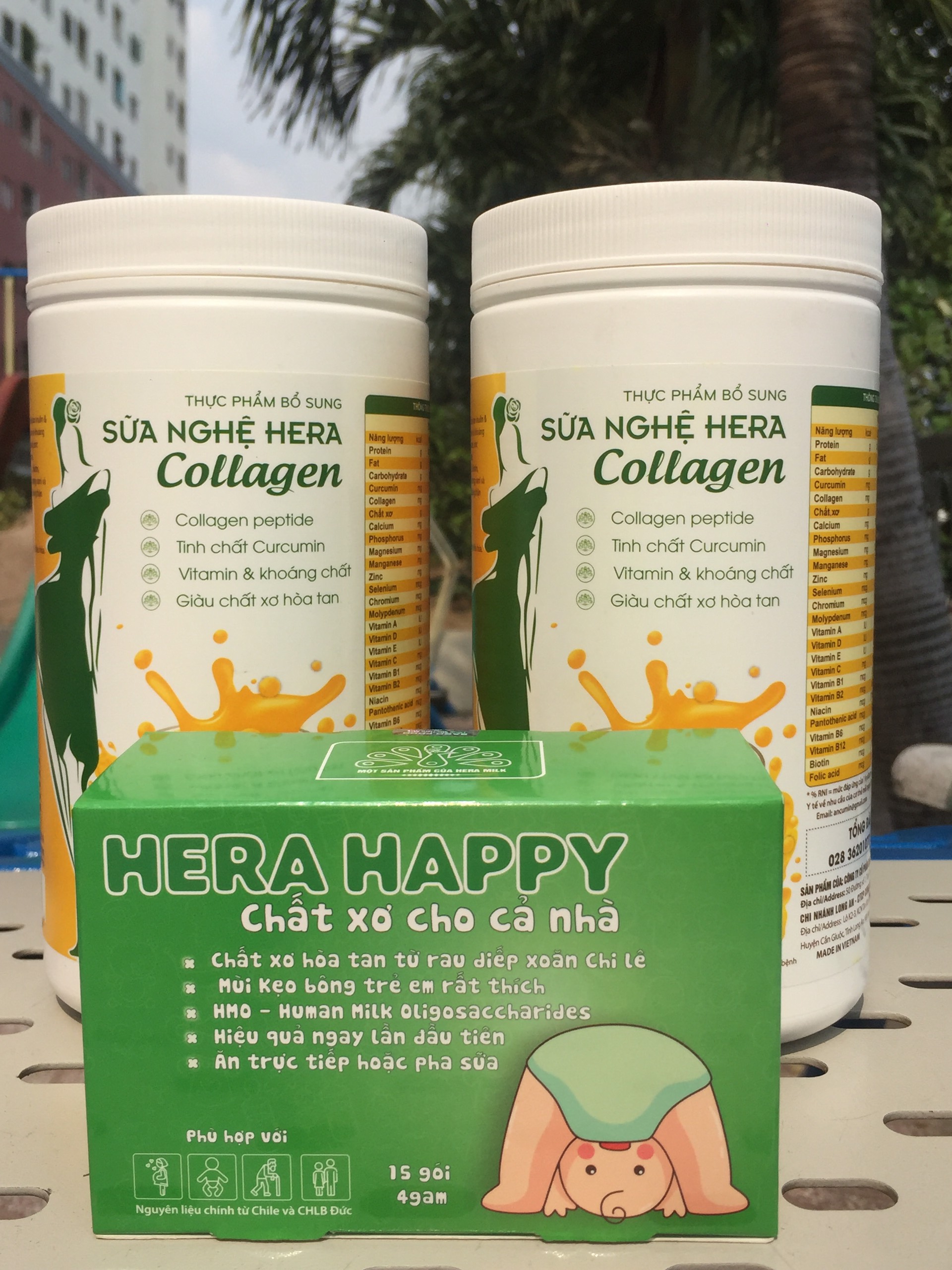 COMBO 2 SỮA NGHỆ HERA COLLAGEN + TẶNG CHẤT XƠ HÒA TAN HERA HAPPY : ĐẸP DÁNG - SÁNG DA - GIẢM ĐAU BAO TỬ - BỔ SUNG NĂNG LƯỢNG