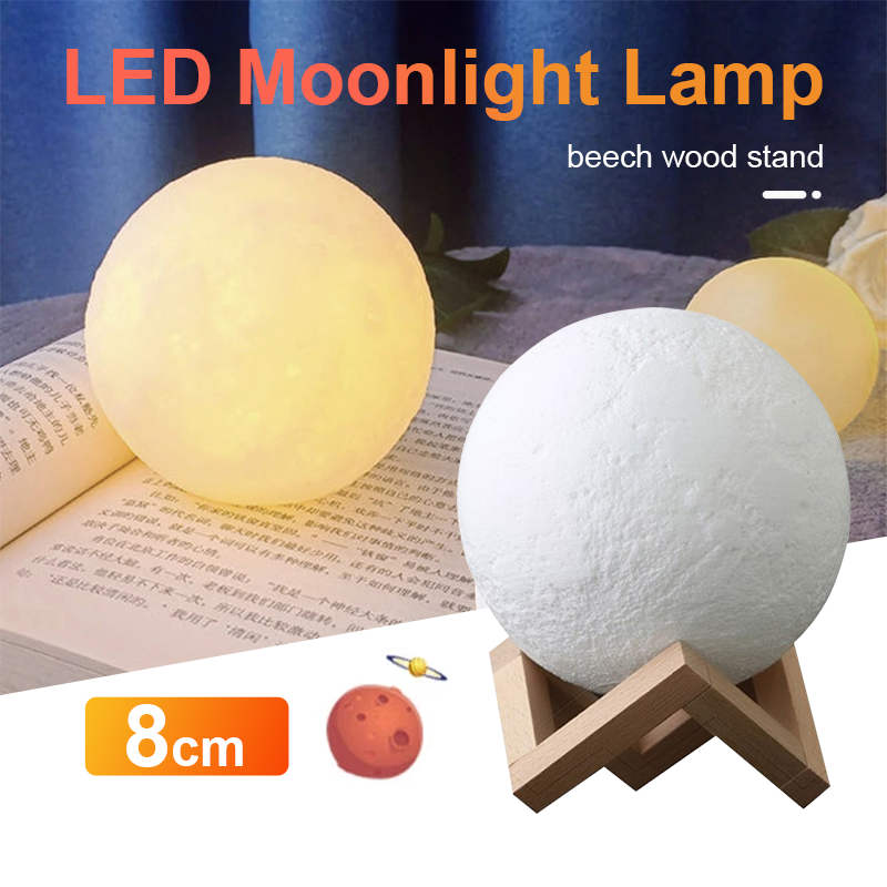 Đèn Ngủ Hình Mặt Trăng 3D Freeship Đèn LED để bàn trang trí nội thất độc đáo, dễ thương, làm quà sinh nhật siêu xinh