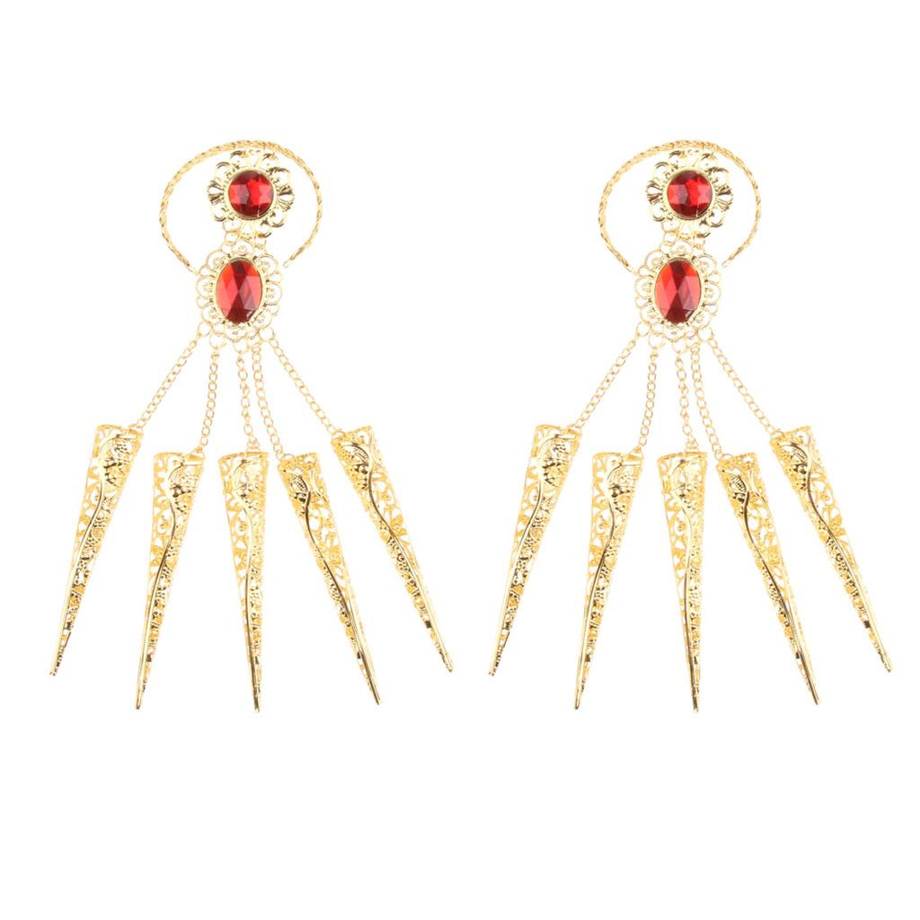 2Pieces Indian Belly Dance Perfome Bracelet Finger Nails Artificial jewelry