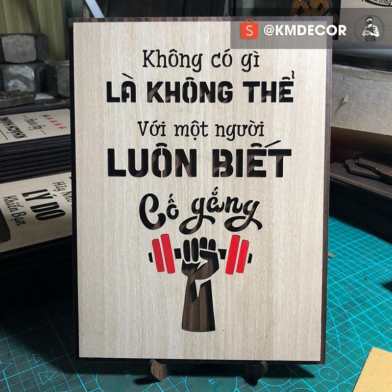 Tranh tạo động lực - mẫu câu "không có gì là không thể với một người luôn biết cố gắng"