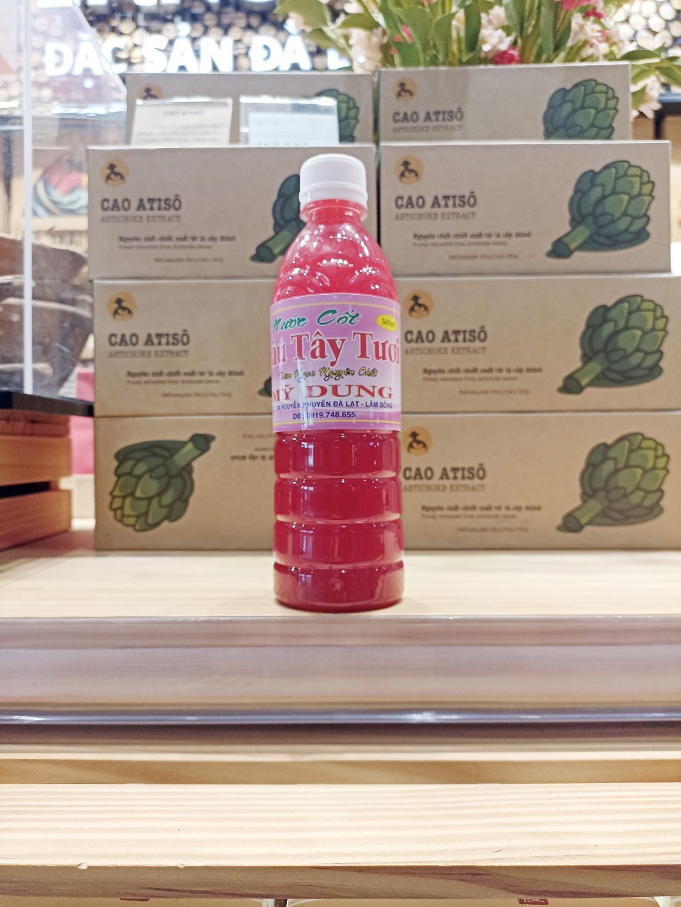 Nước cốt dâu tây nguyên chất 500ml, sản xuất từ trái dâu tươi đà lạt không phụ gia hương liệu phẩm màu