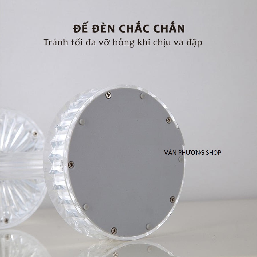 Đèn Ngủ, Đèn Trang Trí Pha Lê 16 Màu, 3 Chế Độ Sáng, Sạc Pin Siêu Bền, Đẹp Vân Phương Shop - Hàng chính hãng