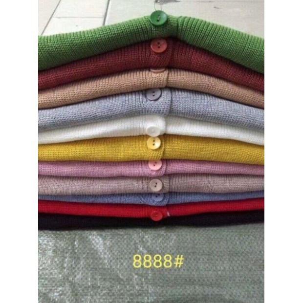 Áo len cadigan cúc cổ tròn