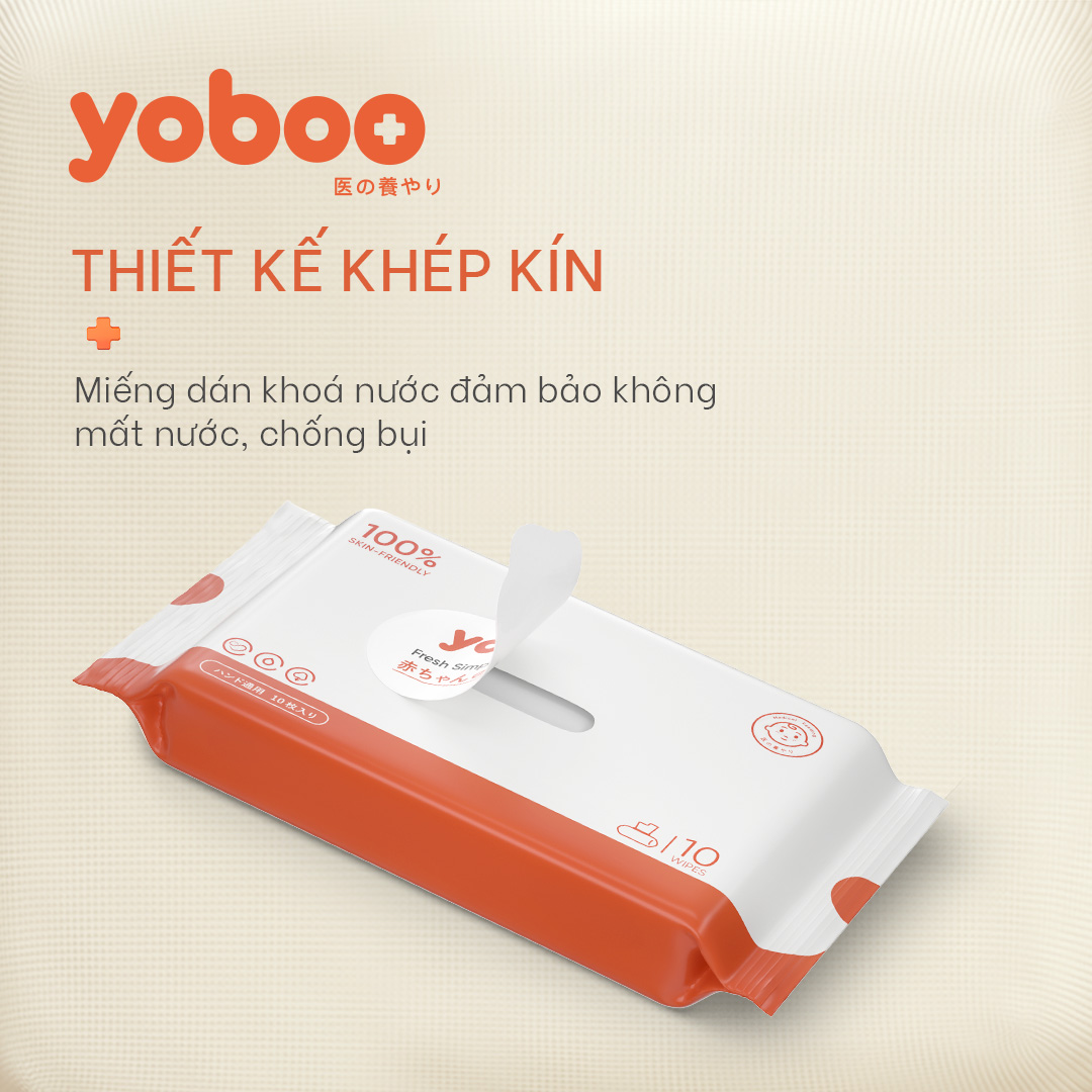 Khăn giấy ướt Yoboo YB-078 gói 10 tờ dịu nhẹ, không chứa cồn và hương liệu, an toàn khi sử dụng cho bé - Hàng chính hãng