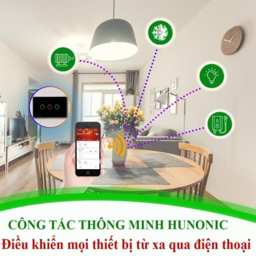 Công tắc cảm ứng Hunonic Datic 3 Nút kết nối Wifi điều khiển mọi thiết bị từ xa qua điện thoại