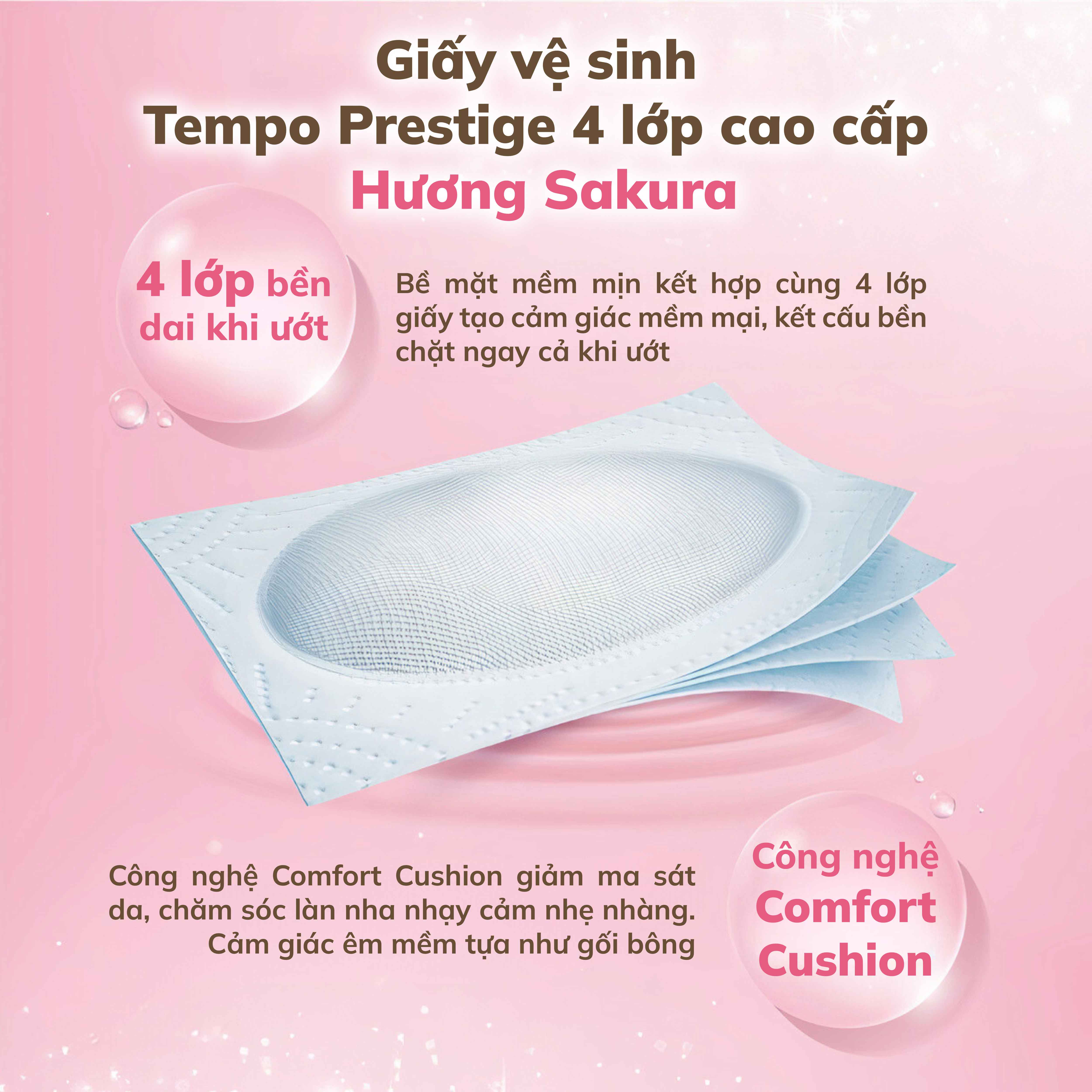 [ƯU ĐÃI LỐC 12 CUỘN VỚI GIÁ 10 CUỘN] Giấy vệ sinh cao cấp Prestige Sakura Mềm Mại - 4 lớp bền dai - Thương Hiệu Đức