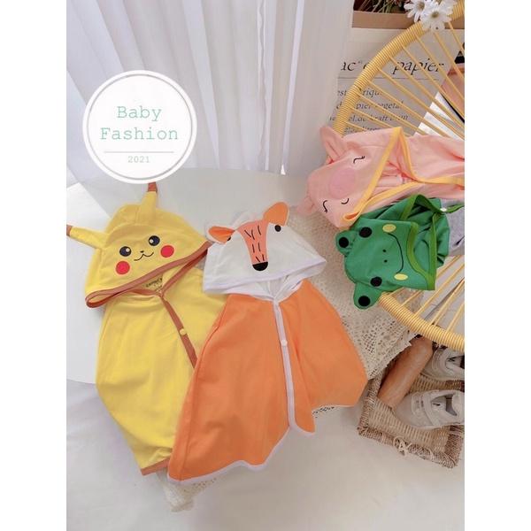 Áo khoác choàng nắng cho bé trai và bé gái - áo chống nắng chống bụi chống gió hình pikachu ếch sơ sinh - áo quần trẻ em