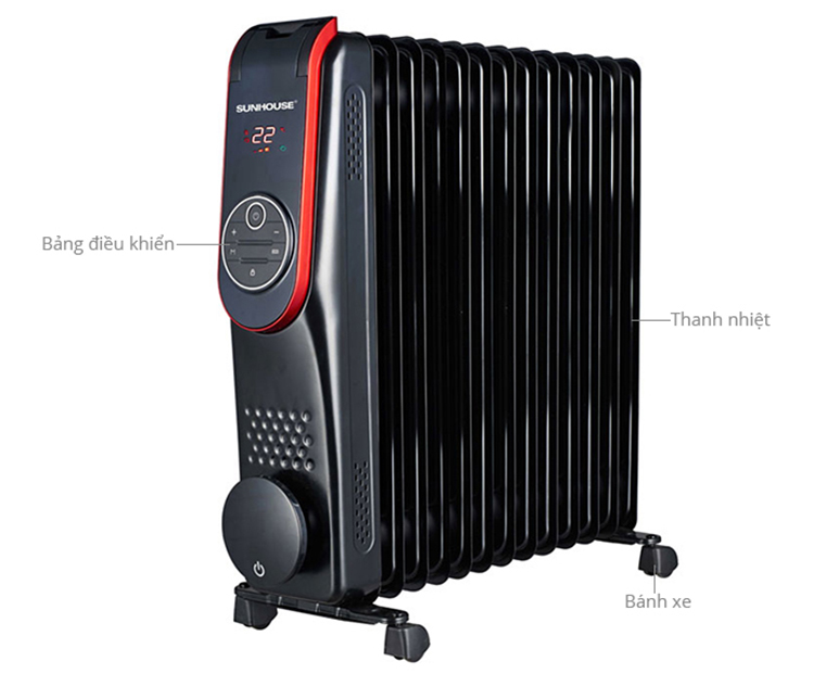 Máy Sưởi Dầu Sunhouse 13 Lá Có Giá Phơi Shd7085 (2500W) - Đen - Hàng Chính Hãng