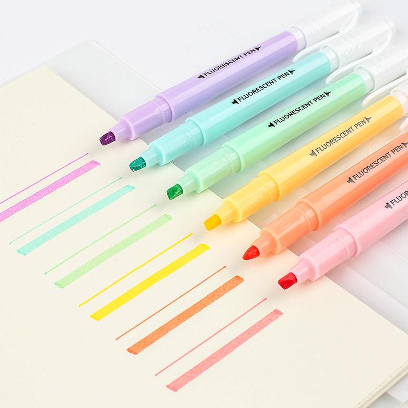 Bút Highlight Pastel 2 Đầu Dạ Quang Nhớ Dòng Nhiều Màu Set