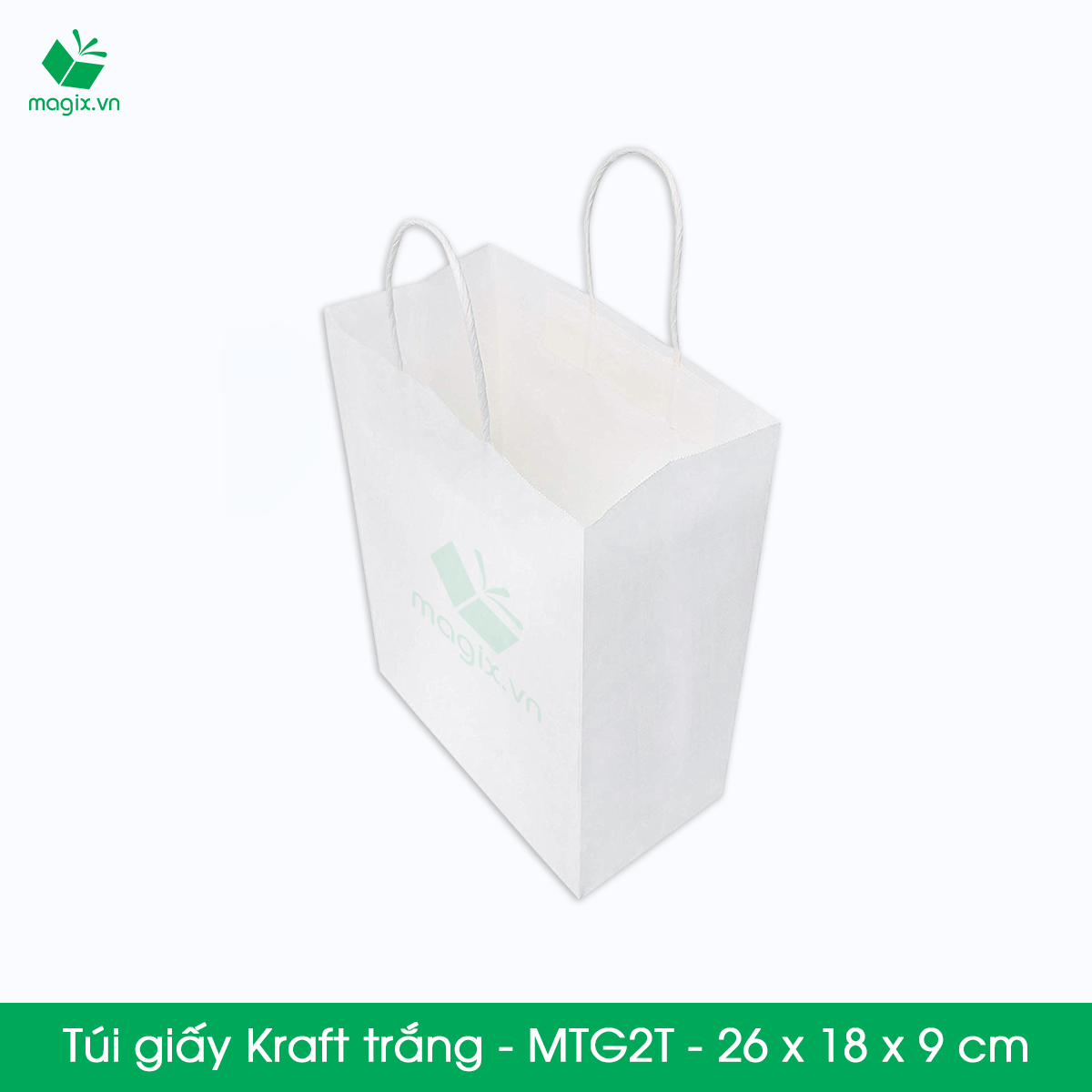 MTG2 MTG2T - 26x18x9 cm - Combo 200 túi giấy Kraft Nhật cao cấp