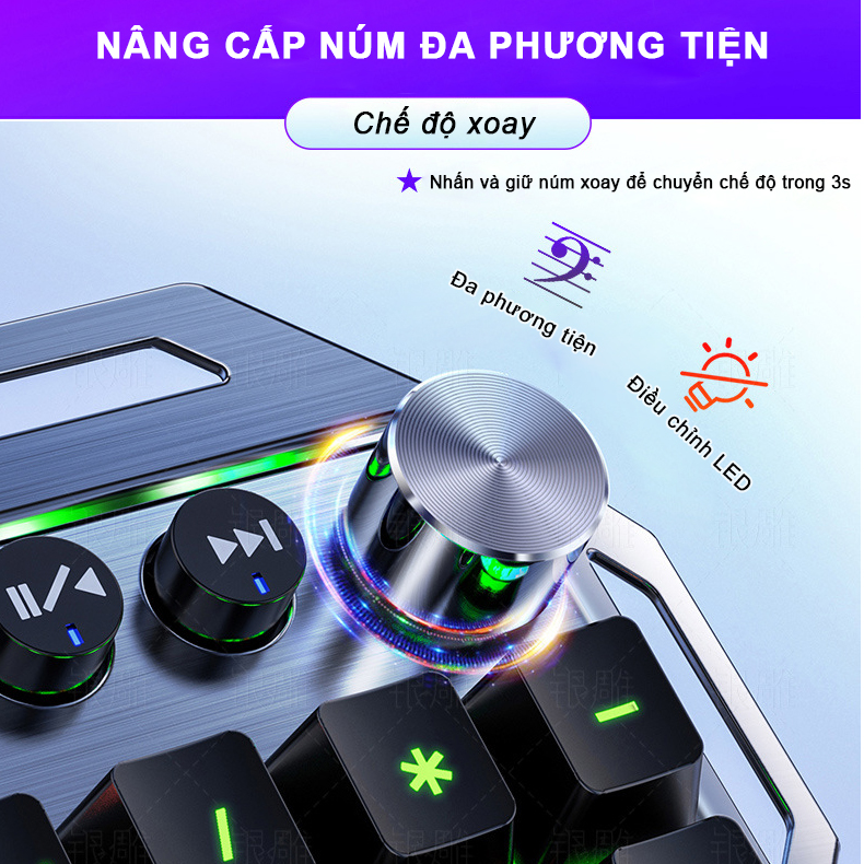 Bàn phím cơ gaming RGB SIDOTECH K100 Version 2 dòng bàn phím máy tính chơi game trục cơ học 104 phím có kê tay chống mỏi chế độ LED RGB cảm giác gõ phím thật tay tiếng gõ êm, không phải bàn phím giả cơ, nâng cấp núm xoay đa phương tiện - Hàng Chính Hãng