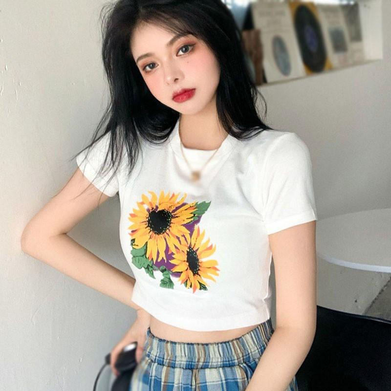 Áo Thun Nữ Tay Ngắn Dáng Rộng In Họa Tiết Trẻ Trung