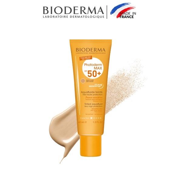 Kem Chống Nắng Bioderma Hỗ Trợ Giảm Bóng Nhờn Photoderm Max Aquafluide Teinte Claire SPF50+ 40ml (Có Màu)