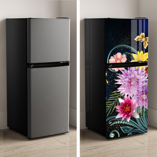 Miếng Dán Trang Trí Tủ Lạnh Sang Trọng Vườn Hoa Sắc Màu - Decal Tự Bóc Dán