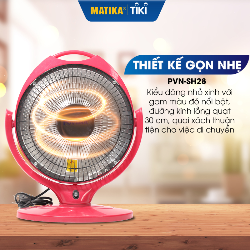 Quạt sưởi Halogen POVENA  quạt sưởi ấm 700W thiết kế nổi bật vận hành bền bỉ PVN-SH28 - Hàng chính hãng