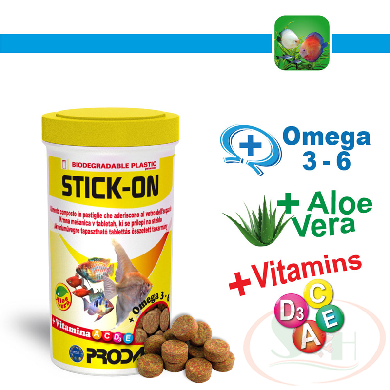 Thức ăn cá Prodac Stick On viên dán thành kính bể cá tép thủy sinh fish food