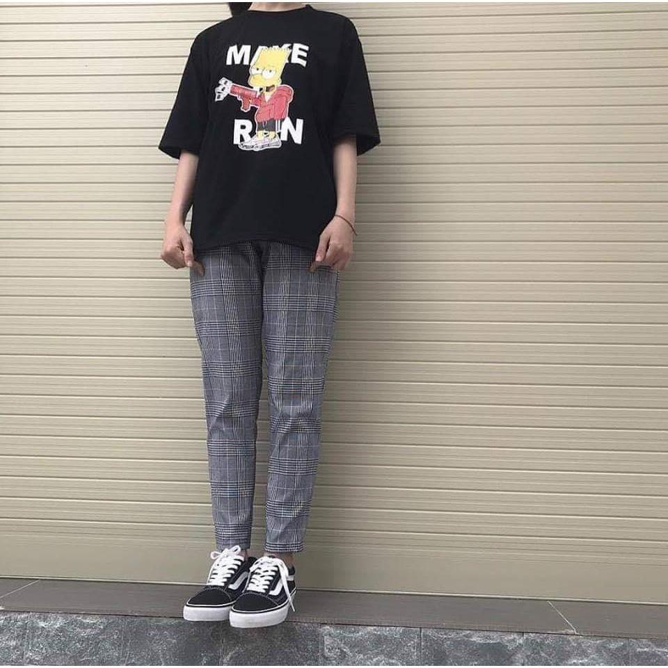 Quần Plaid Pants Caro Xám Trắng - Quần Baggy Caro Xám Đen - quần ca rô xám hottrend ảnh thật