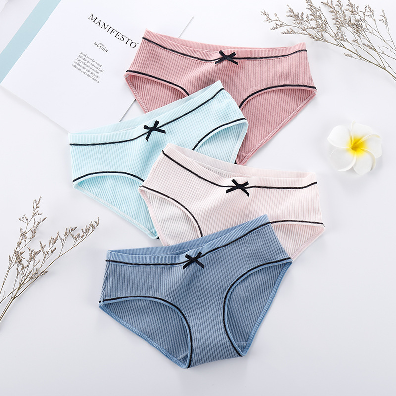 Combo 10 Quần Lót Nữ Cotton Gân Tăm Phối Nơ GT1