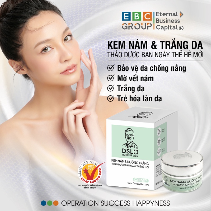 Kem nám & dưỡng trắng thảo dược ban ngày thế hệ mới (12g), mờ nám, mờ vết nhăn, trẻ hóa làn da - Dược Sĩ Liên