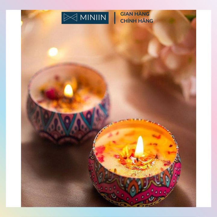 Combo 4 Lọ Sáp Nến Thơm Đốt Phòngnến Hoa Thơm Hoa Khô Thiên Nhiên - Chính Hãng Miniin