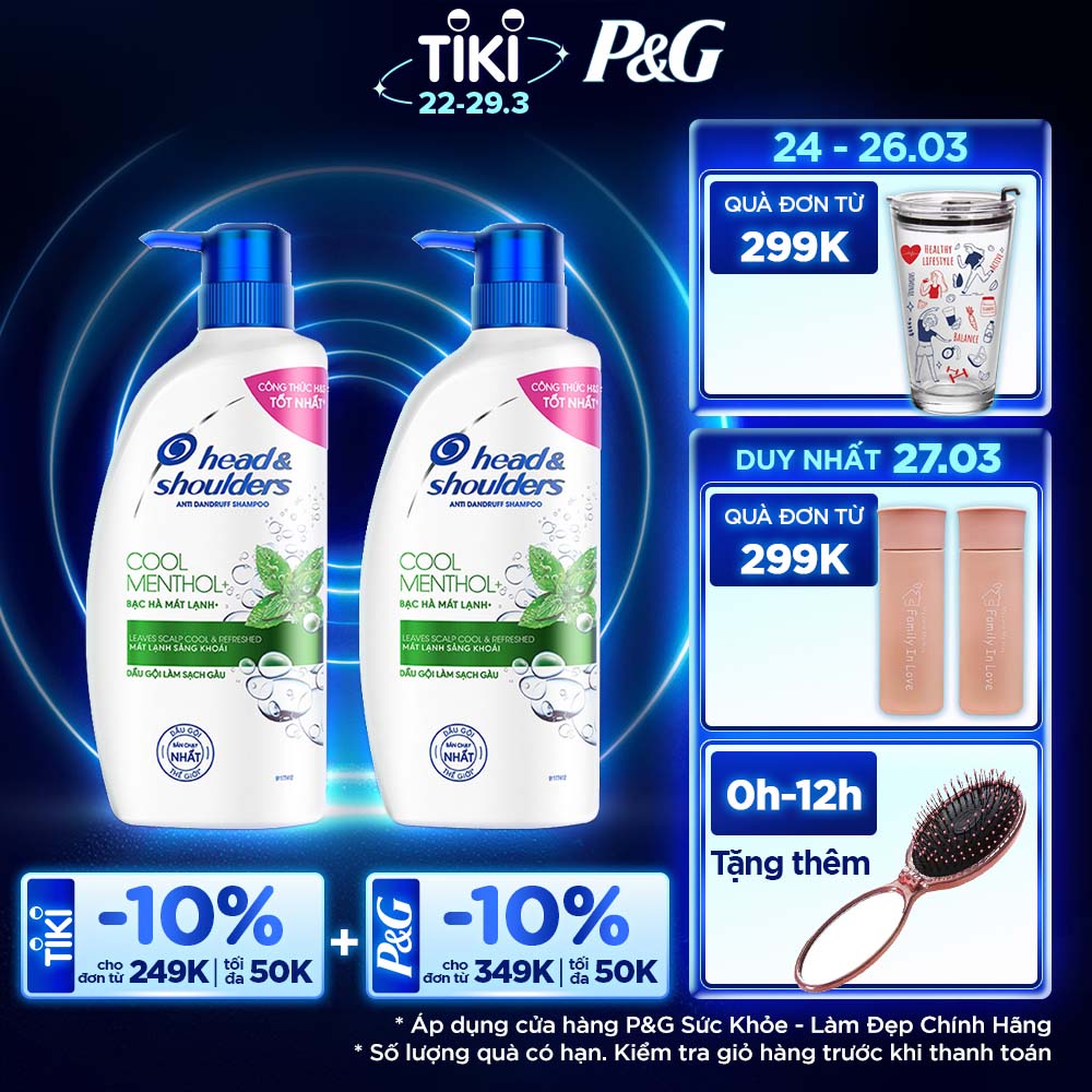 Combo 2 Dầu Gội HEAD &amp; SHOULDERS Bạc Hà Mát Rượi 625ml