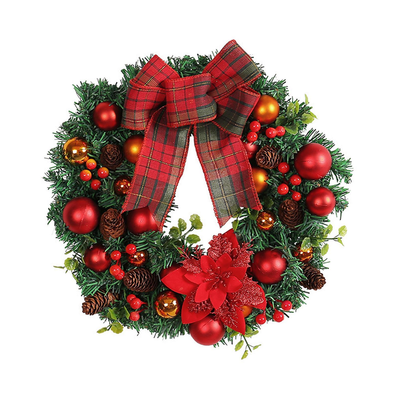 Christmas Wreath Front Door Wreath Housewarming Outside Holiday Garland Xmas Wreath for Hotel Wall Living Room Window Home