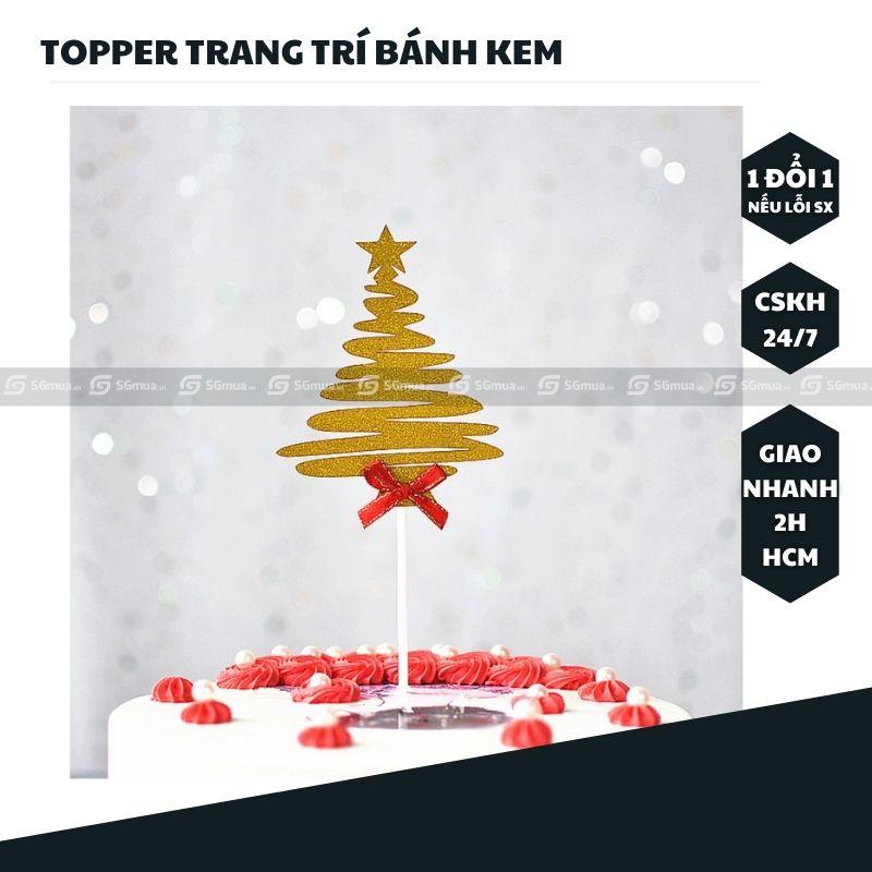 Topper hình cây thông giáng sinh, trang trí bánh kem