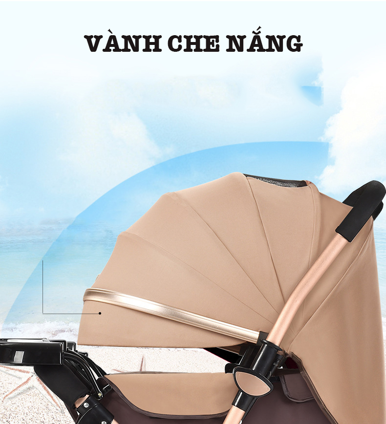 Xe đẩy trẻ em cao cấp 2 chiều 3 tư thế gấp gọn khi du lịch, kiểu dáng sang trọng