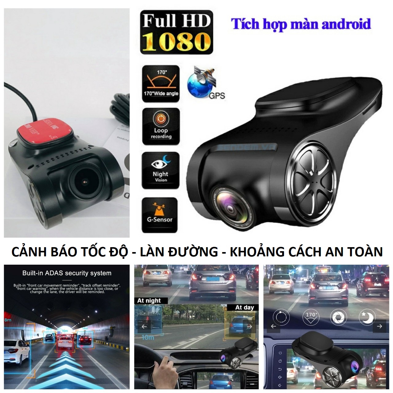 Cam camera hành trình ô tô U6F kết nối màn hình android cảnh báo tốc độ, lệch làn đường , khoảng cách siêu nét mẫu mới loại tốt hàng cao câp