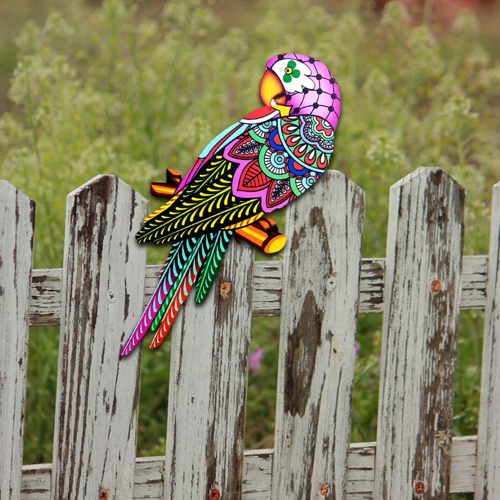 Bird Wall Art Decor Ornament Bird Model Iron Colorful Birds for Balcony Fence