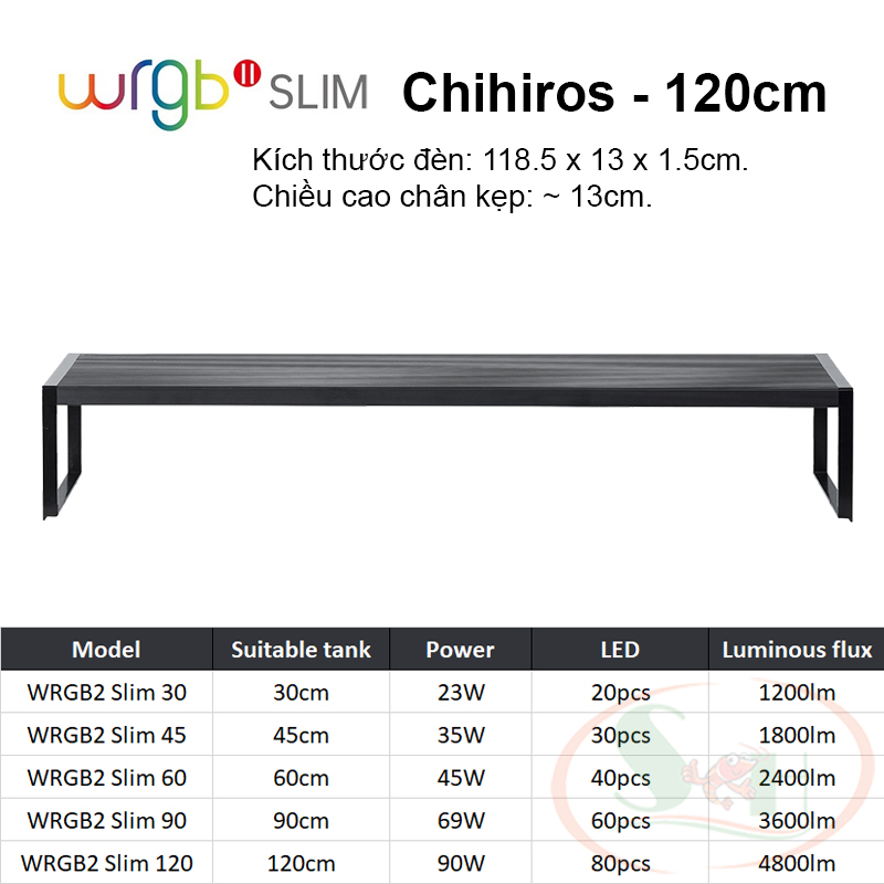 Đèn led Chihiros WRGB 2 Slim 30, 45, 60, 90, 120 cm WRGB2 quang phổ bể thủy sinh cá tép cảnh wrgbii