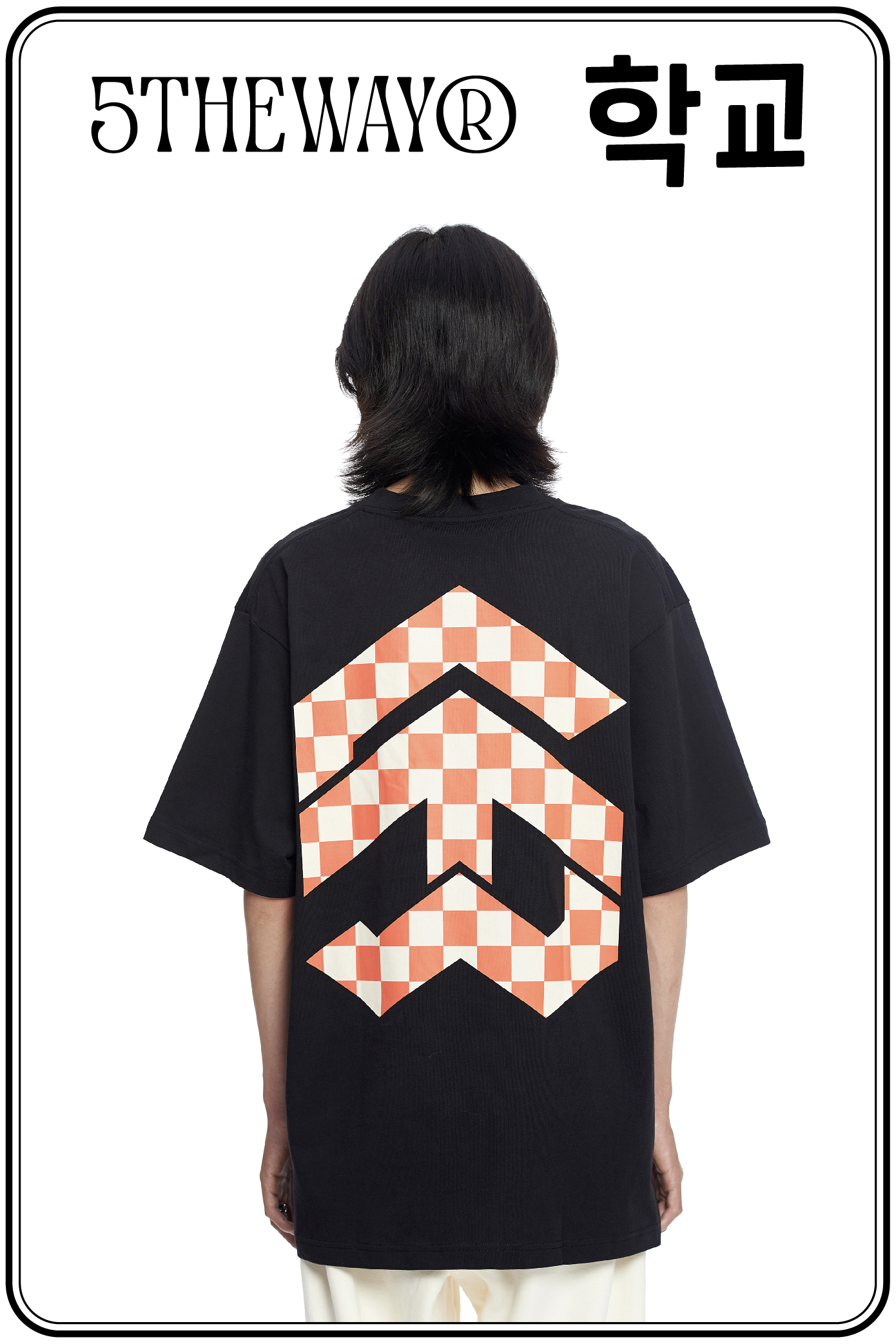 Áo thun 5THEWAY /checkerboard/ New Tee hoạ tiết Caro Màu Đen BLACK