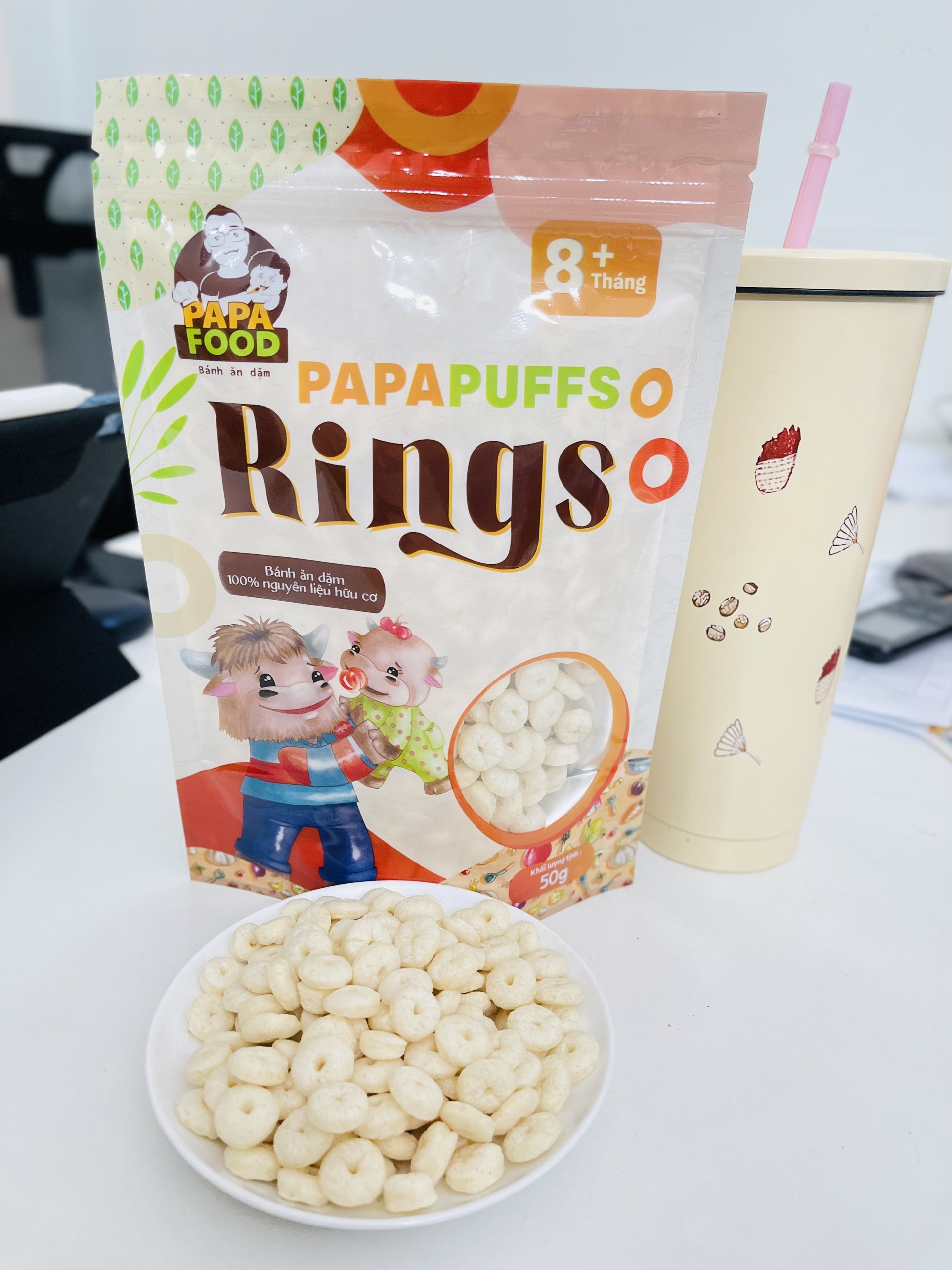 Bánh ăn dặm PAPAFOOD PAPAPUFFS RINGS - 100% Nguyên Liệu Hữu Cơ - Gói 50G