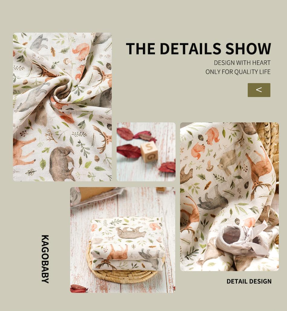 Happyflute Kỹ Thuật Số In Tre Đựng Chăn Màn Quần Áo Sơ Sinh Muslin Đầm Cao Cấp Bọc