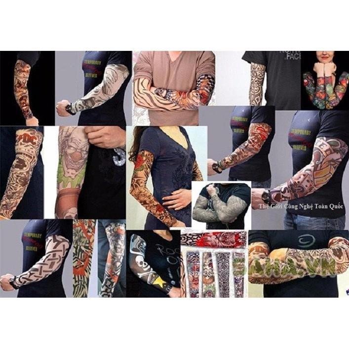 Combo 100 đôi găng tay hình xăm tatoo- Găng tay hình săm chống nắng