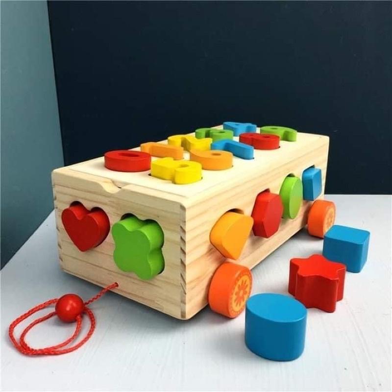 XE KÉO THẢ HÌNH KHỐI VÀ SỐ CHO BÉ THÔNG MINH