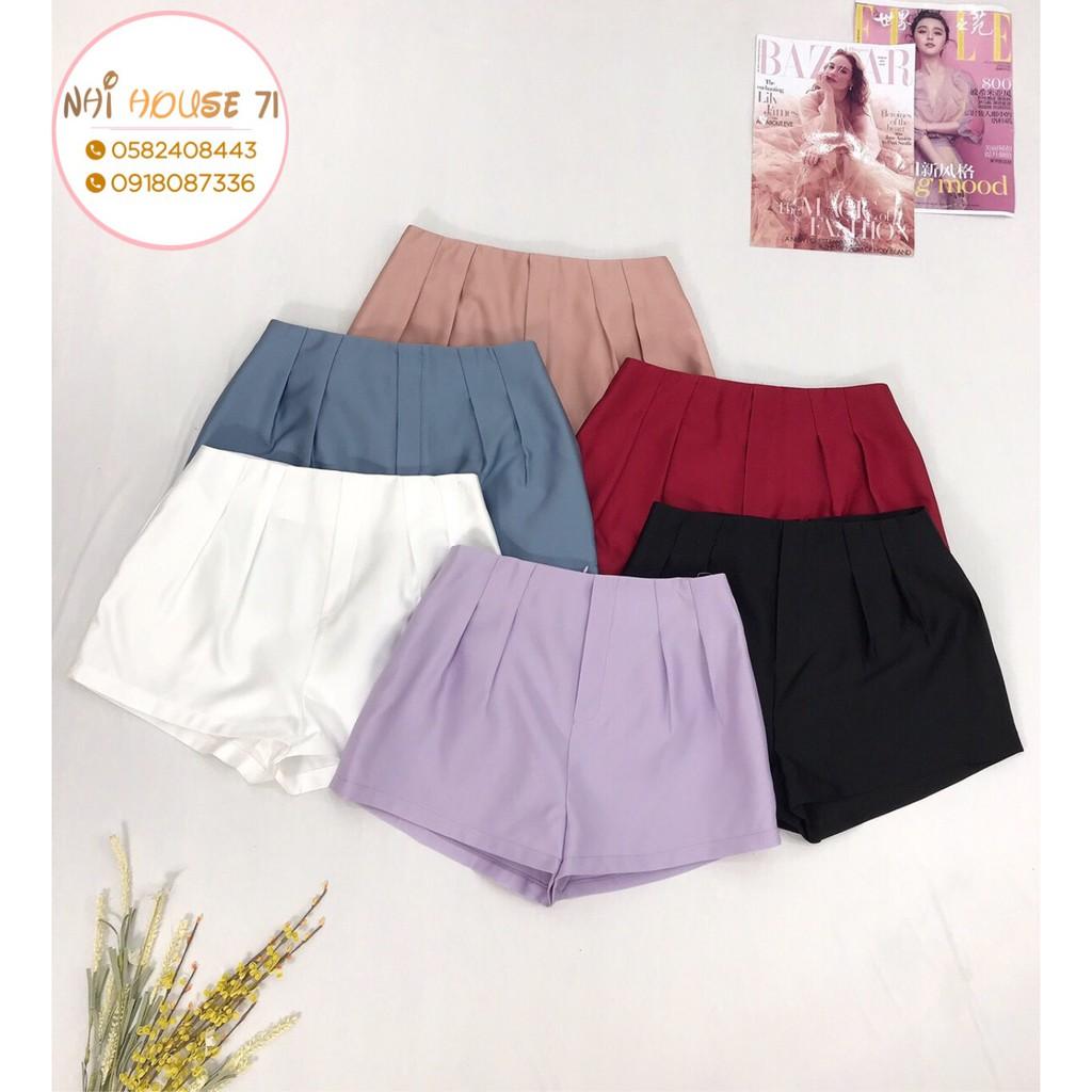 Quần Short Nữ NHIHOUSE71 Quần Short Lưng Cao Xếp Ly Có Túi Thời Trang